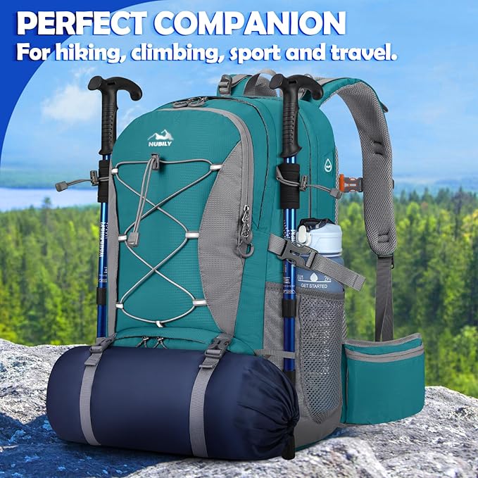 NUBILY 50L Hiking Backpack Waterproof Camping Backpack for Men Women Lightweight HIking Daypack Outdoor Travel Daypack