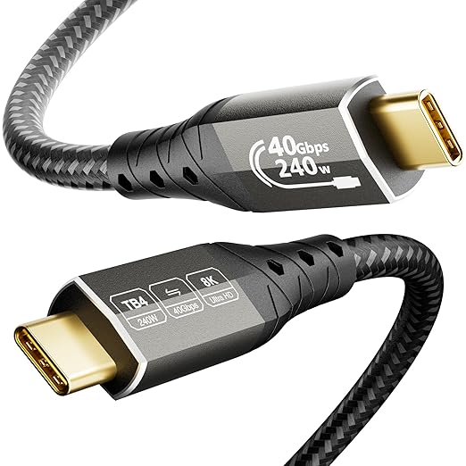 ZIKNYDO USB 4 for Thunderbolt 4 Cable 3.3FT/1m, 40Gbps USB C Data Cable, 8K/4K Video, 240W Charging, USB-C Thunderbolt Cable, for Thunderbolt 3, iPhone 16 Series, SSD, MacBook, eGPU