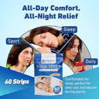 MOYY Nasal Strips - 60 Count – Extra Strong Adhesive, Hypoallergenic, Comfortable Fit for Snoring, Sleep, Cold Relief & Exercise