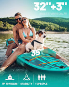 Bigfly 11'6×35" Super Wide Inflatable Stand Up Paddle Board, Ultra Stable Wide SUP for 2+1 People/Family/Big Size, 100L Backpack, All-Round Sup Board, US Big Fin