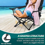HaSteeL Folding Beach Chair Set of 2, Foldable Black Camping Chairs for Outside, Low Beach Chair Portable for Adults Fishing, Picnic, Outdoor BBQ, Travel, Sports, Cup Holder & Storage Bag