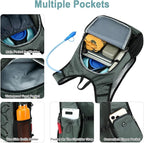 BOVIP Lightweight Hydration Back,15L Multipurpose Hiking Backpack with 1.5L Water Bladder ,Hydro Water Daypack for Cycling Hiking Rave for Men Women