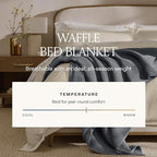 BOLL & BRANCH Waffle Bed Blanket - Full/Queen, Shore - Luxury 100% Organic Cotton - Soft, Lightweight and Breathable - Textured Waffle Weave Design