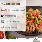 MOUNTAIN ESSENTIALS Freeze-Dried Pork Sausage Crumble – Fully Cooked & Ready to Eat | Traditional Flavor | Premium Quality Everyday Meals, Camping & Emergency Survival Food | 10 Servings | Made in USA | 7-Year Shelf Life