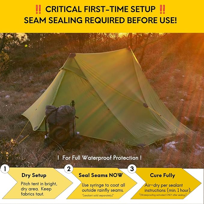 LANSHAN Ultralight Tent 3-Season Backpacking Tent for 1-Person or 2-Person Camping, Trekking, Kayaking, Climbing, Hiking
