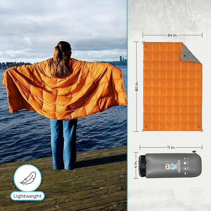 Puffy Blanket for Cold Weather - Down Camping Blanket with Sustainable Insulation, Lightweight & Warm Outdoor Camping Quilt, Water-Resistant, Compact & Packable