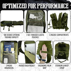 AMERICANPHOENIX 45L Elite Tactical Backpack | 3X Stronger Work & Military Backpack | Water Resistant and Heavy Duty | 3 Day MOLLE Bug Out Bag (Olive Green)