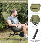 G4Free Folding Lightweight Camp Chair High Back Camping Chair Backpacking Chair Heavy Duty 330lbs with Headrest Pocket Green