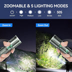 LETMY LED Flashlight 2 Pack - Super Bright Tactical Flashlights High Lumens - Zoomable, 5 Modes Flash Light, Waterproof Powerful Flashlights for Hurricane Home Emergency Camping Outdoor