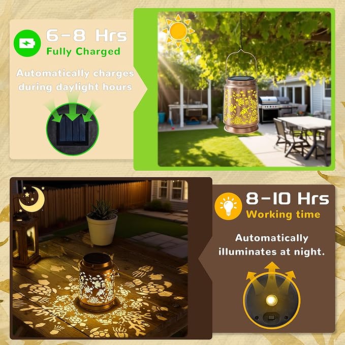 Sea Turtle Solar Lantern for Garden Outdoor Decor – Hanging Metal Light Decoration for Patio, Yard, Lawn, Pathway, Backyard – Birthday Gift for Mom, Women, Grandma