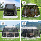 Alvantor Screen House Gazebo, 6-10-15 Person Pop Up Igloo Screened Canopy Tent with Mosquito Netting Sides, Instant UV Resistant Sun Shelter for Garden, Patio, Backyard