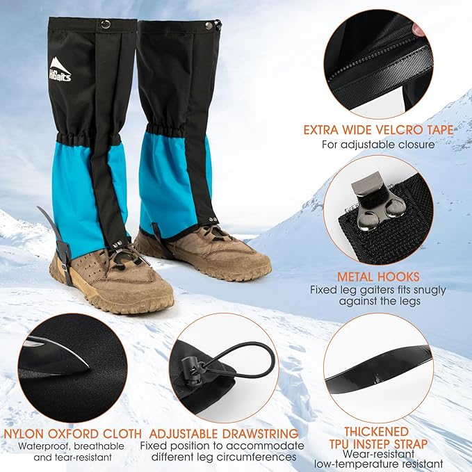 Waterproof Adjustable Leg Gaiters for Men and Women Snow Boot Gaiters for Hiking in Hunting Sand and Mud Mountain Climbing or Snowshoeing