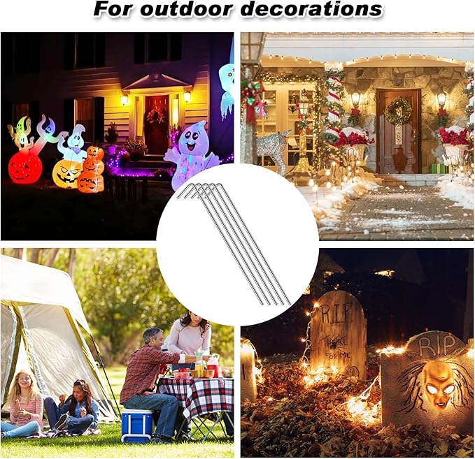 FEED GARDEN 7 Inch Tent Stakes 18 Pack Yard Inflatable Stakes for Outdoor Decorations Metal Pegs Heavy Duty Garden Hooks Camping Tent Spikes for Canopies, Tarp and Outdoor Christmas Decorations