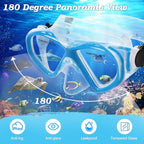 Kids Snorkel Set Dry Top Snorkeling Gear for Kids Youth Boys Girls Junior Age 5-15,Tempered Glass Swimming Diving Mask and Snorkel Set 180 Degree Panoramic View