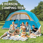 CAMPROS CP Tent 8 Person Camping Tents, Waterproof Windproof Family Tent with Top Rainfly, Large Mesh Windows, Double Layer, Easy Set Up, Portable with Carry Bag, for All Seasons