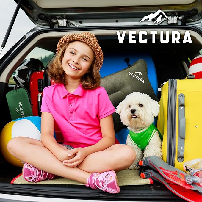 Self-Inflating Camping Pillow – Lightweight & Compact Backpacking Pillow for Hiking, Travel & Outdoor Use – Comfortable Inflatable Pillow for Sleeping – Size 45 x 30 cm (Olive Green)