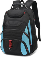 Boavan Laptop Backpack for men, 17.3 inch Laptop Bag with USB Port, Waterproof Travel Work Backpack Purse, Anti-Theft Teacher Nurse Doctor Casual Bookbags Office Business backpack，Black&Sky Blue