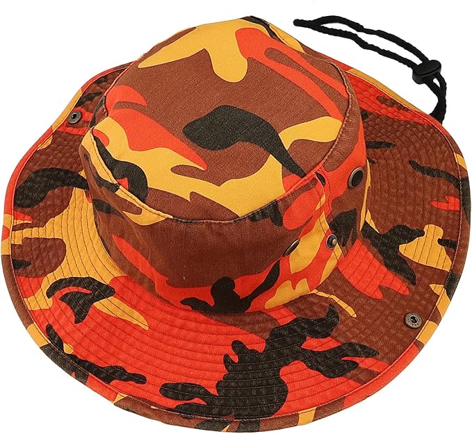 Wide Brim Hiking Fishing Safari Boonie Bucket Hats 100% Cotton UV Sun Protection for Men Women Outdoor Activities