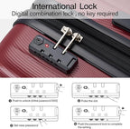 Hanke Expandable Hard Shell Luggage Sets 2 piece Carry on Luggage with Wheels Suitcases Lightweight Checked TSA Luggage Rolling Large Suitcase Travel Luggage Bag Woman Men 20/29 Inch(Burgundy)