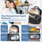 Backpack Cooler Lunch Backpacks Double Decker Lunch Box,Insulated Backpacks Lunch Cooler Bags, Lightweight Leakproof Lunchbox Back Pack for Women Men to Travel,Picnic,Hiking,Beach,Camping