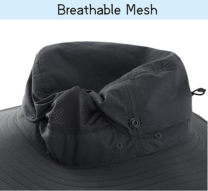 Connectyle Sun Hat for Men Women Outdoor UV Protection Safari Hat for Fishing Hiking Gardening Breathable Cowboy Hat UPF50