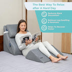 6pc Adjustable Orthopedic Wedge Pillow Set – Relieve Acid Reflux, Snoring, Back Pain & Post-Surgery Discomfort (Grey)
