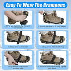 Ice Cleats Snow Walk Traction Cleats Crampon for Walking on Snow and Ice Upgrade 28 Studs Non-Slip Overshoe Rubber Anti Slip Crampons Slip-on Stretch Footwear