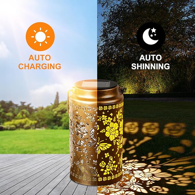 Butterfly Solar Lanterns Outdoor Waterproof, Metal Hanging Lights Decorations for Garden Yard Lawn Patio, Unique Butterfly Gifts for Women Mom Grandma Gardener Mother in Law Christmas