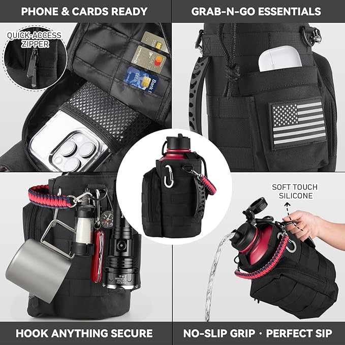 KXIAOCHEN Insulated Water Bottle, Stainless Steel Water Bottle, 2 Lids (Straw and Handle Lid),Wide Mouth Metal Water Bottles Keep Hot and Cold, Double Walled, Thermo Mug, Metal Canteen