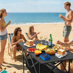 Camping Table Portable, Folding Roll-Up Picnic Table with Carry Bag & Detachable Storage Pockets, Lightweight Outdoor Table for Camping, Beach, Backyard, Party, BBQ, Patio