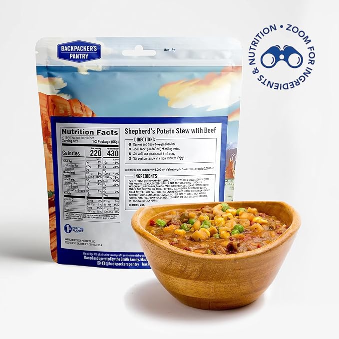 Backpacker's Pantry Shepherd's Potato Stew with Beef - Freeze Dried Backpacking & Camping Food - Emergency Food - 27 Grams of Protein, Gluten-Free - 1 Count