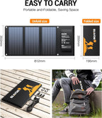 BLAVOR 30W Solar Charger USB-A QC3.0 24W USB-C DC 30W Outputs, Foldable Solar Panel for Camping, IPX4 Waterproof, Solar Battery Charger Compatible with Solar Generators, Phones, Tablets
