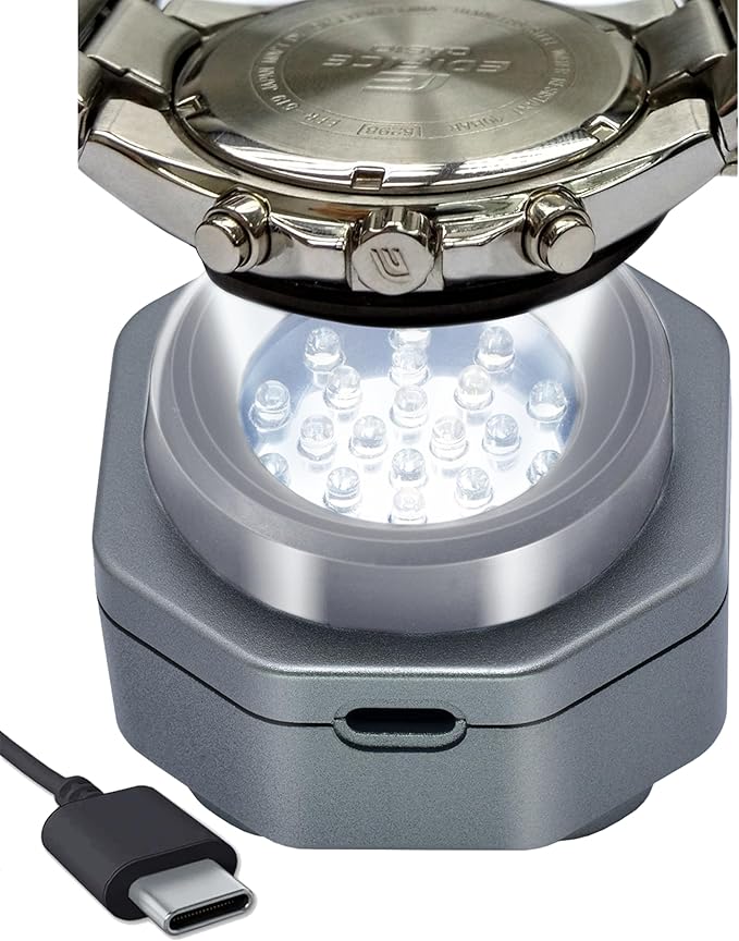 CoolFire (The Original) - USB-C UV Free Solar Watch Fast Charger for All Eco Solar Watches. Safe 24/7 Charging (No 8H Timer Needed). Reloj Hombre Solar Charger. Fits G-Shock, Citizen, Seiko, Garmin GY