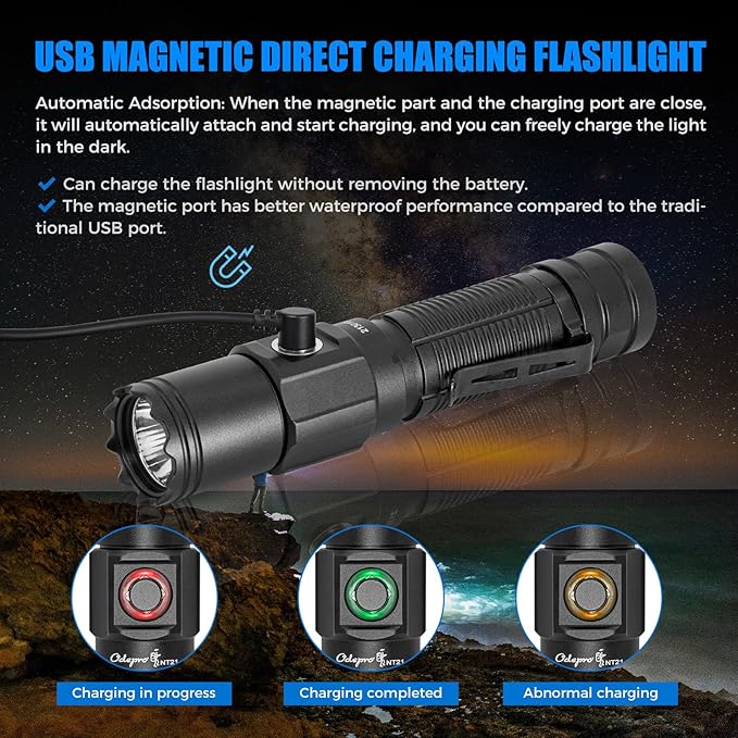 NT21 1200 Lumens Small Bright Rechargeable Flashlight with Power Display, IP67 Waterproof, 5 Light Modes, 984ft Long Throw EDC Pocket-Size Torch for Camping Searching Emergency