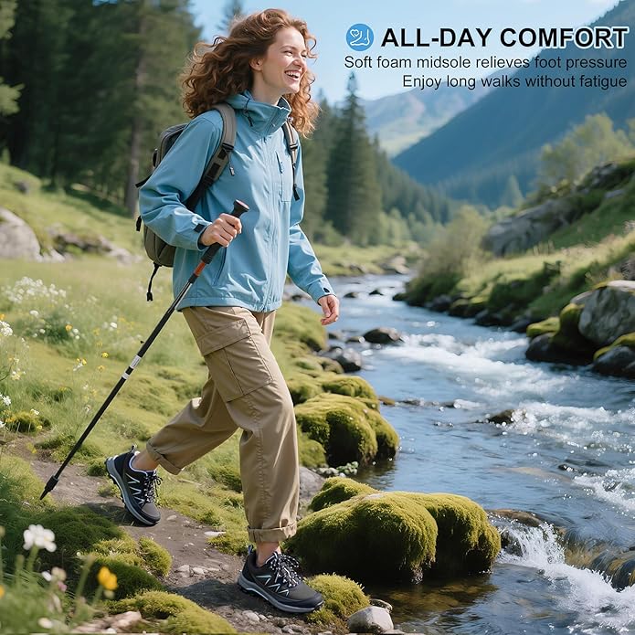 Women’s Hiking Shoes Lightweight Breathable Sneakers – Comfortable Non Slip Trail Walking Shoes for Outdoor Travel & Everyday Wear