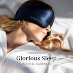 DROWSY Silk Sleep Mask. Face-Hugging, Padded Silk Cocoon for Luxury Sleep in Total Darkness. (Midnight Blue)