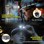 2 Pack Headlamp Rechargeable, 1400 Lumen Lightweight Head Lamps LED Rechargeable with White Green Red Light, Waterproof Motion Sensor Head Lamp,14 Modes with Memory Function for Running