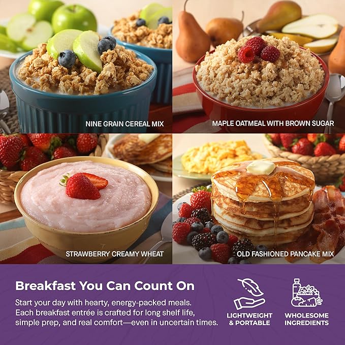 Legacy Food Storage 60 Serving Emergency Food Supply Bucket, 10 Entrees, 4 Breakfasts, 24,520 Total Calories, Shelf Stable Breakfast Lunch & Dinner, Freeze Dried Survival Meals for MRE Camping, Hiking, Prepping