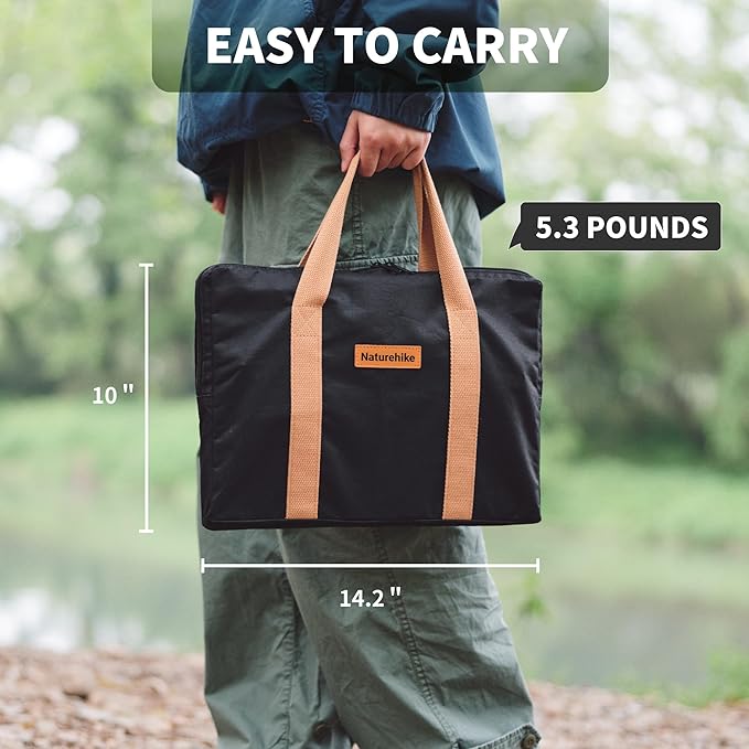 Naturehike Camping Charcoal Grill for IGT Table, Folding Barbecue Grill with Tongs & Carry Bag, Portable BBQ Grill for Outdoor Car Camping Cooking Tailgating