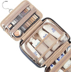 NISHEL Travel Toiletry Bag for women, Portable Hanging Organizer for Travel-Sized Shampoo, Conditioner, Brushes Set, Makeup Accessories, Medium Size, Aegean-Blue