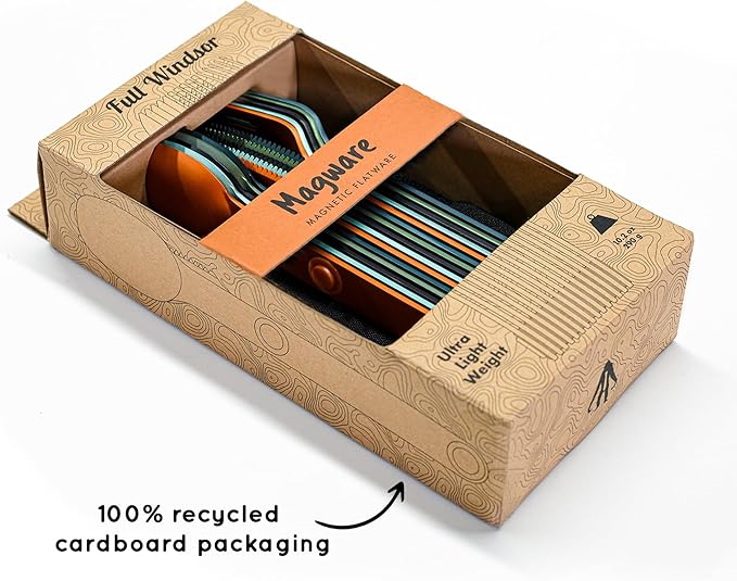 FULL WINDSOR - MAGWARE Magnetic Camping Cutlery Set - Travel Utensils for Camping, Cooking, and Outdoor Dining - Knife, Fork & Spoon - Portable Silverware with Pouch - Multicolor (15 PCS)