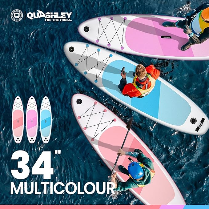 Quashley Inflatable Stand Up Paddle Board,10-11ft Inflatable Paddleboards 32/34 Inch Wide,All Around SUP for Beginners with Lightweight Paddle,Hand Pump,Backpack,Leash,Durable & Portable iSUP Board