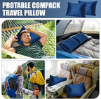 2 Pack Camping Pillow for Sleeping Shredded Memory Foam Travel Pillow with Storage Bag, Compressible Portable Pillow for Outdoor Camp Backpacking Hiking Essential Gear (Blue, Small)