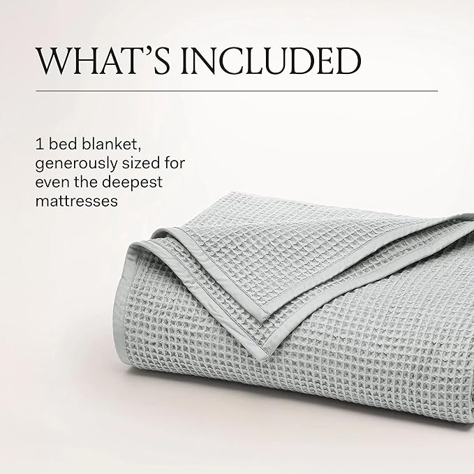 BOLL & BRANCH Waffle Bed Blanket - King/Cal King, Natural - Luxury 100% Organic Cotton - Soft, Lightweight and Breathable - Textured Waffle Weave