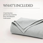 BOLL & BRANCH Waffle Bed Blanket - Full/Queen, Pewter - Luxury 100% Organic Cotton - Soft, Lightweight and Breathable - Textured Waffle Weave Design