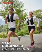 UTOBEST Running Vest for Women Men with 500ml/17oz Soft Water Bottle and LED Safety Light, 5L Phone Holder with Adjustable Belt & Ample Storage