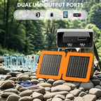 Solar Panels 10W Portable Foldable Solar Charger with 5V USB-A and USB-C Fast Charging Compatible with iPhone, iPad, Samsung, Power Banks, IPX5 Waterproof Perfect for Camping, Hiking, Outdoor