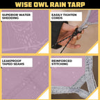 Wise Owl Outfitters Hammock Rain Fly – Waterproof Camping Tarp Cover with Tent Stakes & Carry Bag, Ultralight Shelter for Backpacking & Outdoor Shade