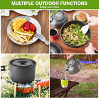 MEETSUN Camping Cookware Set - 37 PCs, Large Size Hanging Pot with Camping Pots and Pans, Camp Cooking Set for 6 People, Mess Kit with Cups, Dishes, Forks, Spoons, Knives for Outdoor Picnic