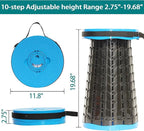 ALEVMOOM Upgraded XXL 50 Portable Collapsible Stool with Cushion,Telescoping Folding Stool for Adults,Yet More Sturdy Camping Stool with Load Capacity 1000lbs,for Outdoor Garden Hiking BBQ Blue